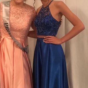 Two piece long prom dress